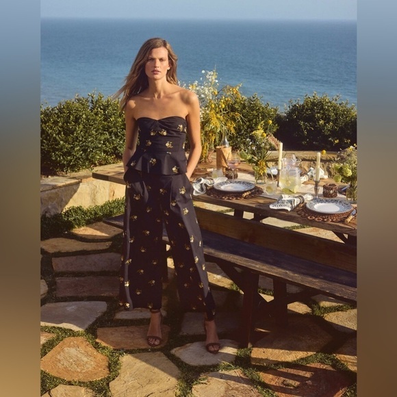 NWT!Veronica Beard Chaka Strapless Floral Embroidered Corset Bodice Top Black 🖤 - Picture 4 of 15